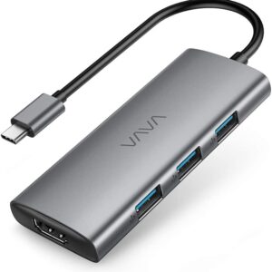 VAVA USB C Hub, 7-in-1 USB C Adapter for MacBook/Pro/Air (Thunderbolt 3), with 4K USB-C to HDMI, 3 USB 3.0 Ports, SD/TF Cards Reader, 100W Power Delivery Dock for iPad Pro/MacBook/Type C Devices