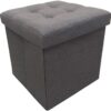 YIFONTIN Storage Ottoman Cube Foldable Foot Stool Basket Collapsible Bench Seat Footstool with Lid 15X15X15 inches for Entryway Bedside Reading Room, Linen Gray.