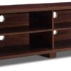 BS TV Credenza 59" Stand Modern Console Storage Cabinet 8 Large Shlefs Organizer Cubical Entertainment Media Center Organizer Audio Video Components Gaming Walnut Home Theater Living Room Playroom