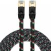 Cat 7 Ethernet Cable 80 ft -SNANSHI Nylon Braided Cat7 Flat Internet Network LAN Patch Cable SSTP Shielded Gold Plated Ethernet Network Patch Cable for Modem, Router, Computer, PS4, Xobx -Black