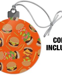 GRAPHICS & MORE Hamburger Cheeseburger Pattern with Fries and Bacon Acrylic Christmas Tree Holiday Ornament
