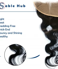 Sable Hub Frontal Lace Body Wave Women Hair Bundle | 100% Unprocessed Brazilian Hair Virgin Body Wave Pre Plucked Baby Hair Extension Ear to Ear Frontal Lace 150% Density - Natural Human Hair