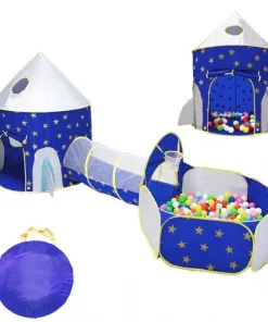 3 in 1 Rocket Ship Play Tent - Indoor/Outdoor Playhouse Set for Babies,Toddleers