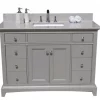49 inches bathroom stone vanity top calacatta gray engineered marble color with undermount ceramic sink and 3 faucet hole with backsplash