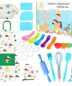 Kids Cooking and Baking Set,37 Pcs Kids Baking DIY Activity Kit Includes Kids Chef Hat and Apron, Oven Mitt,Cookie Cutters,Junior Cooking Set Kids Gift for 6+ Year Old Girls, Boys
