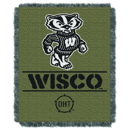 Wisconsin OFFICIAL Collegiate 46X60 OHT Rank Jacquard Throw